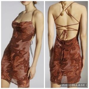 Urban Outfitters UO Gaia Strappy Mini Dress Brown Size M